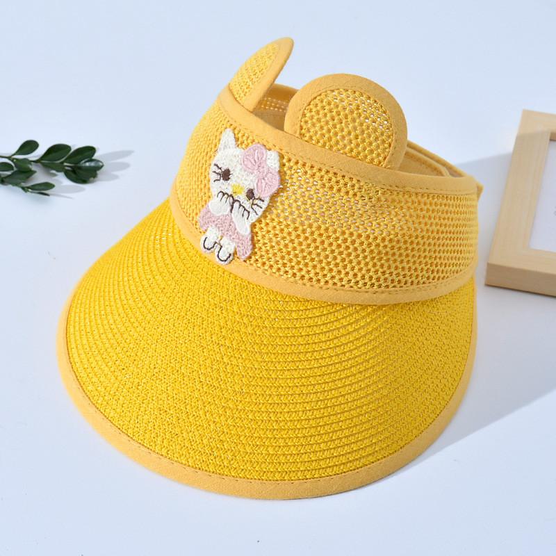 Summer Kid Breathable Sun Hat Wide Brim Cartoon Bear Sunshade Outdoor Activities