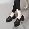 2025 Spring Women's Shoes Waterproof Table Thick Heel Platform Single Shoes One Pedal Loafers First Layer Cowhide Casual Women's Single Shoes