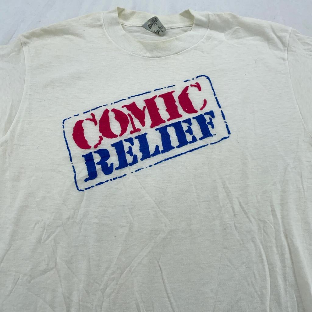 vintage 80s COMIC RELIEF STAMP T-Shirt XS/S comedy british charity