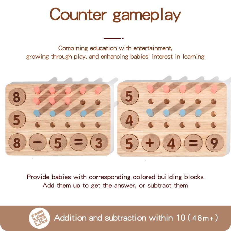 Learning Wooden Mathematics Number Matching Arithmetic Board Children Toy Puzzle