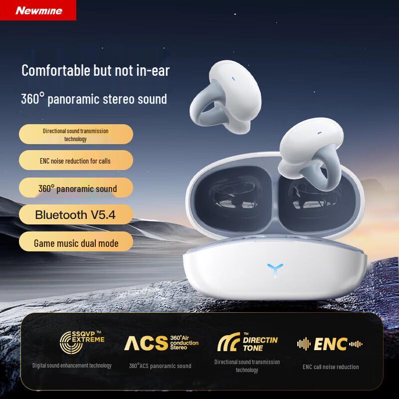 Беспроводные Bluetooth-наушники Newman HM-20 с открытыми ушными раковинами, на клипсе