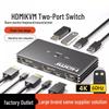 KVM-переключатель HDMI 2x1 с пультом дистанционного управления, USB 2.0, 4K/60 Гц (YUV 4:2:0)