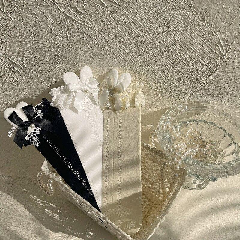 Корейские модные носки принцессы в стиле Лолиты, детские кружевные носки с рюшами, высококачественные носки с бантом и средней трубкой для девочек, детские носки, леггинсы