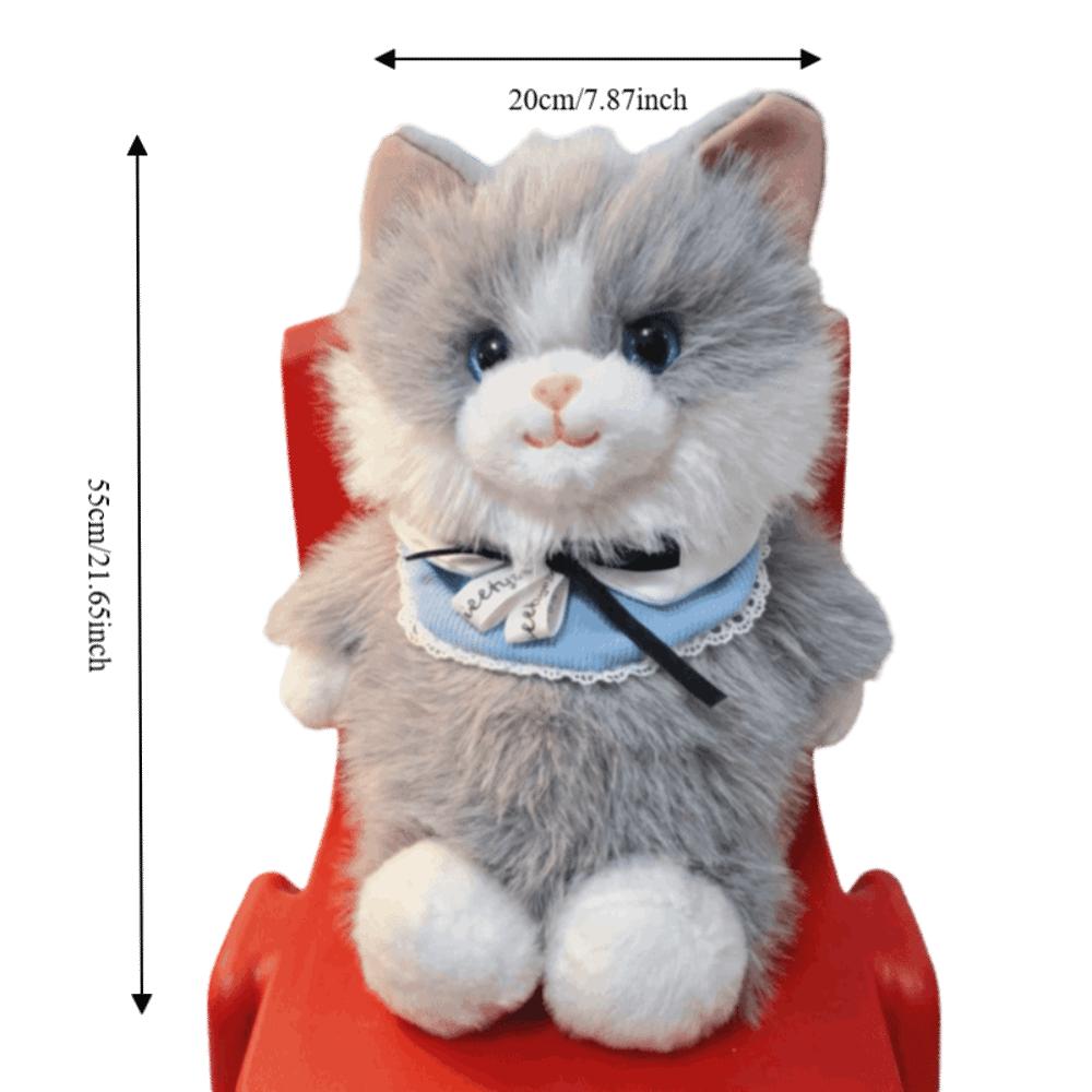 Lifelike Stuffed Animal Bag Fur Material Ragdoll Cat School Bag New Plush Backpack Birthday Gift