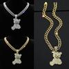 Rhinestone Pendant Necklace Bear Shape Bling Bling Necklaces New Hip Hop Necklace For Men Women