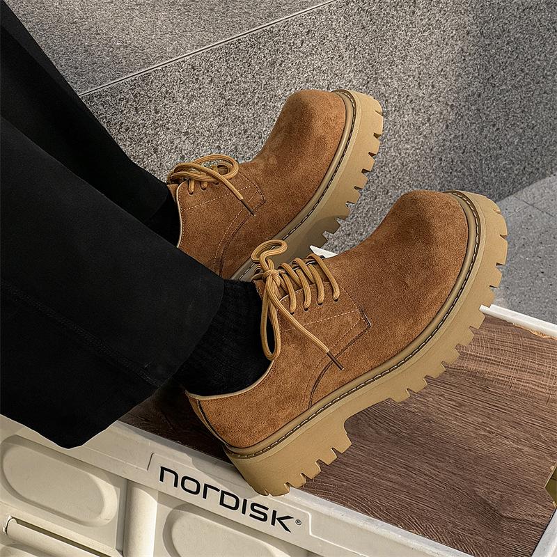 Туфли дерби 2024 новые туфли с большой головой Микки, деловые повседневные туфли на платформе с круглым носком из кожи 5740-J