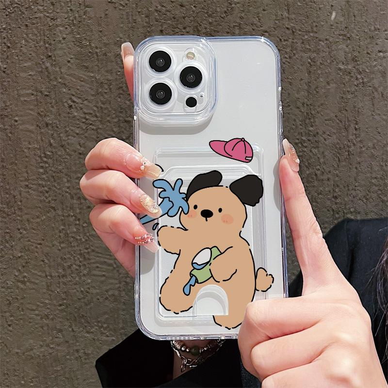 Силиконовый чехол-карман для карт для iPhone 17 16 14 Pro Max Samsung S23 S24 S25 Honor X8A Oppo Reno 10 11 12 Pro Чехол Прозрачный бампер для телефона