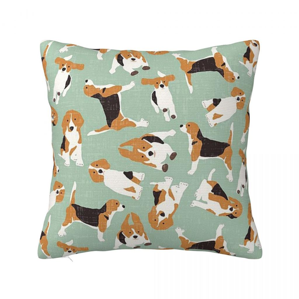 Beagle Scatter Mint Square Pillowcase Pillow Cover Polyester Cushion Decor Comfort Throw Pillow for Home Living Room