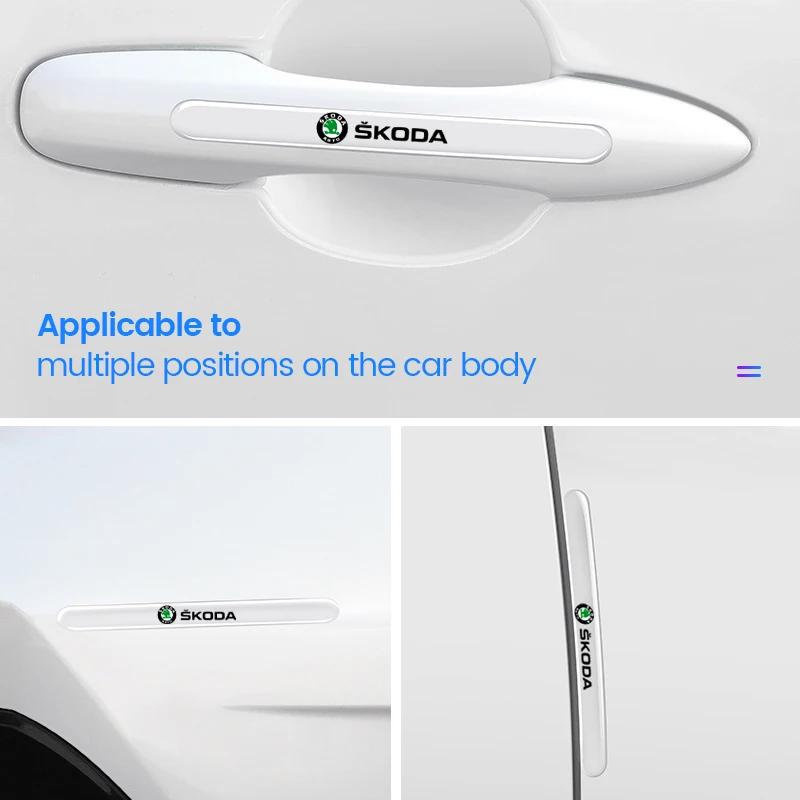 HQKI8 Car Door Bowl Handle Scratch Protective Stickers Car Anti-collision Protection Strip For Skoda Octavia Superb Rapid Kodiaq Karoq