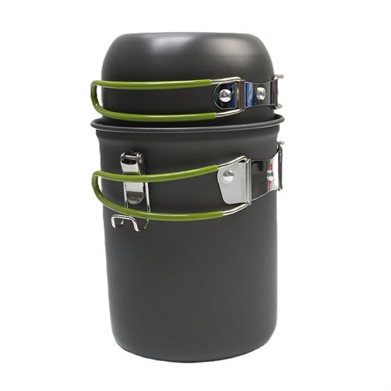 Набор из 3 шт./набор походных котелков с сумкой для хранения, складные ручки, сплав алюминия, компактный котелок для пешего туризма, набор котелков с антипригарным покрытием