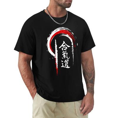 Футболка Aikido Vintage Футболка Harajuku с коротким рукавом Футболка с графикой из 100% хлопка
