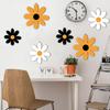 6Pcs/Set Rustic Wooden Flower Wall Decoration Handcrafted Black Yellow White Floral Wall Art Home Office Living Room Bedroom Wall Hanging Ornament