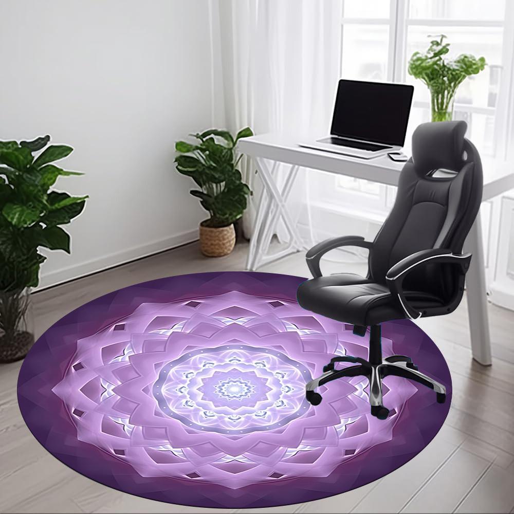 1pc Purple Mandala Pattern Chair Carpet for Office Non Slip, Machine Washable Rug for Office, Room Holiday Decor for Christmas, Birthday Polyester
