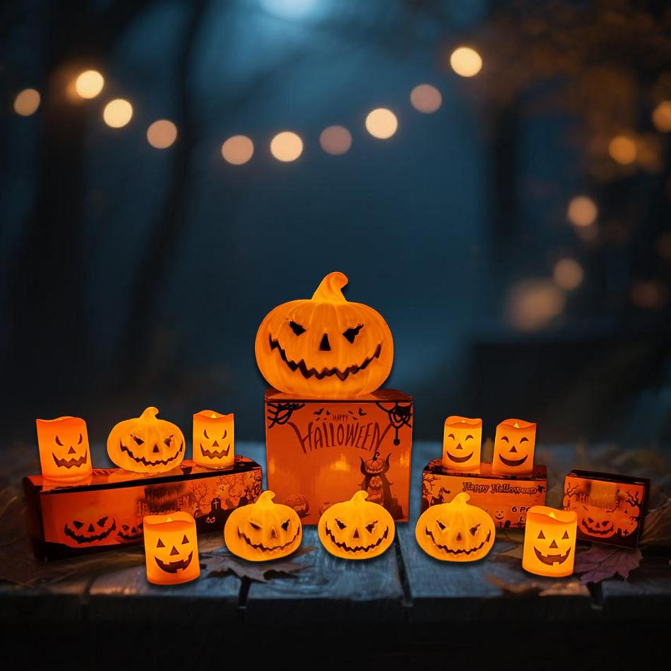Halloween Led Jack-o'-lantern Light Home Decoration Candle Lamp Halloween Party Supplies Haunted House Horror Props Kids Gifts