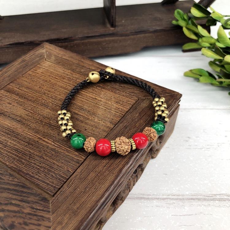 BLINGBAY Женский браслет из бисера Ретро браслет в непальском стиле Нефритовый агат Браслет-колокольчик ручной работы Женственные и универсальные украшения в этническом стиле