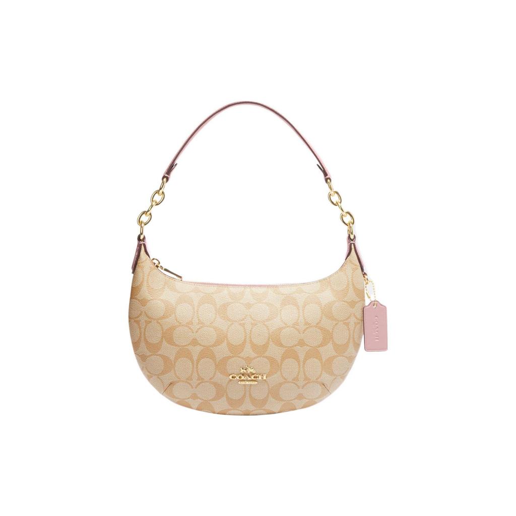 Coach Payton 28 Classic Monogram Zipper Closure Faux Leather Half Moon Bag Women handbags White CE620-IMV3C