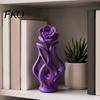Space-saving Desk Decoration 3D Printed Rose Sculpture, Hollow Vase Floral Art Figurine with Matte Finish, Artistic Flower Sculpture Minimalist