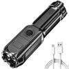 High Power LED Flashlight USB Rechargeable Torch Portable Zoomable Camping Light 3 Lighting Modes Use High Strength  Material