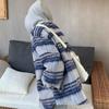 Autumn Artificial Wool Hooded Jacket Women Retro Korean Loose Stripes Casual Tops Harajuku Preppy All-Match Blends Outwear