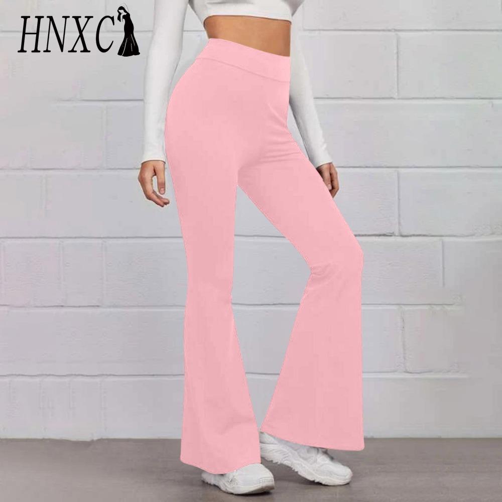 HNXC 14 цветов Женские брюки с эластичной талией и высокой посадкой Дамские однотонные спортивные расклешенные брюки Уличная одежда