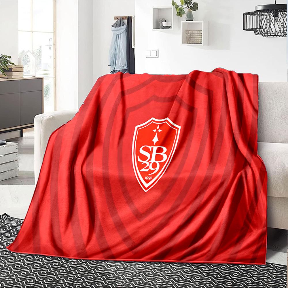 Sb29 Badge Emblem Flannel Blanket, Soft Polyester, Modern Design, All-Season for Camping, Travel, Gifts for holidays or birthdays