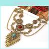 Ethnic Style Simulation Gemstone Decoration Women Necklace And Earring Set For Boho Fashion Lovers