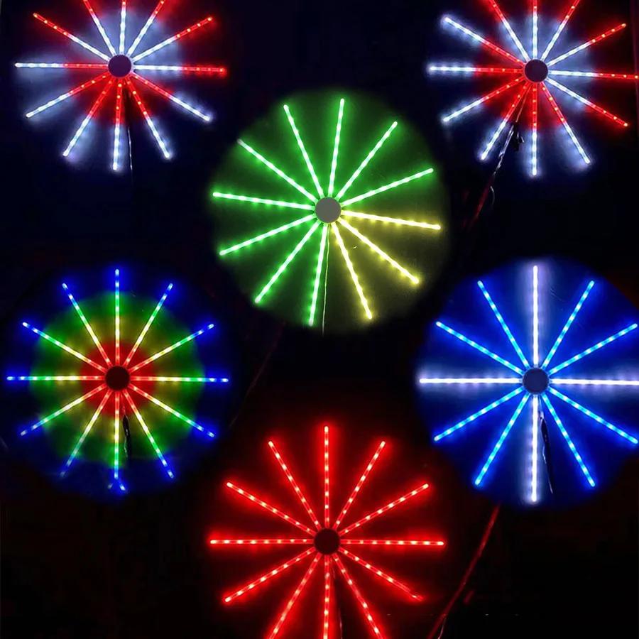 RGB Outdoor Garden Firework Light Outdoor Starburst Light Strobe Windmill Lamp Christmas Garland Hanging Star Sphere Light