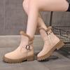 Lucyever искусственная замша зимние женские ботильоны модные пряжки теплые толстые плюшевые зимние ботинки женские винтажные ботинки на платформе Botas Mujer 2024
