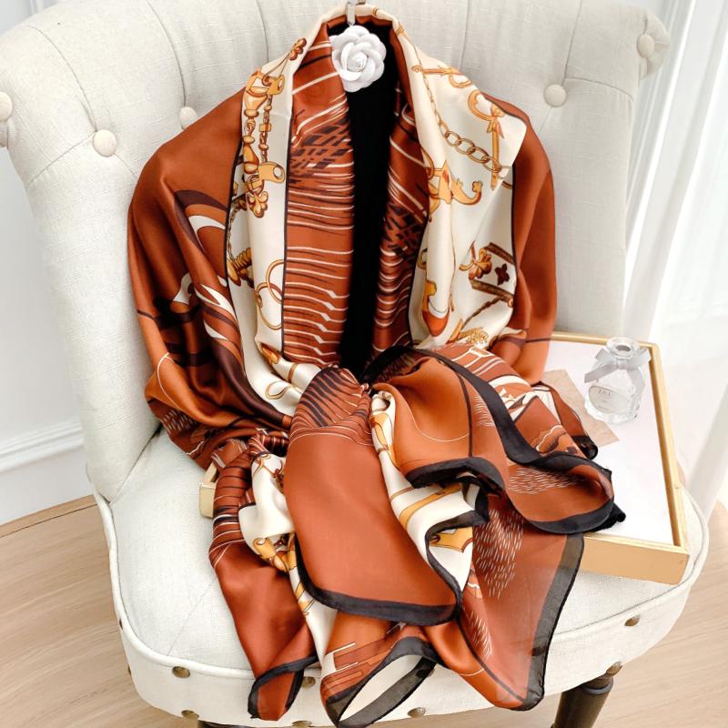 Luxury Brand Women Scarf Fashion Print Silk Scarves Summer Shawls And Wraps Soft Pashmina Lady Bandana Foulard Hijabs