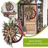 Festival Red Wheel Wreath Front Door Xmas Garland with Ribbon