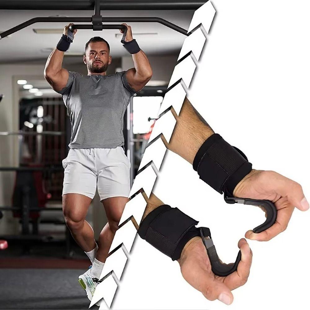 1/2Pcs With Wrist Wraps Hand-Bar Wrist Strap Pull-Ups Power Lifting Gloves New Gym Fitness Hook