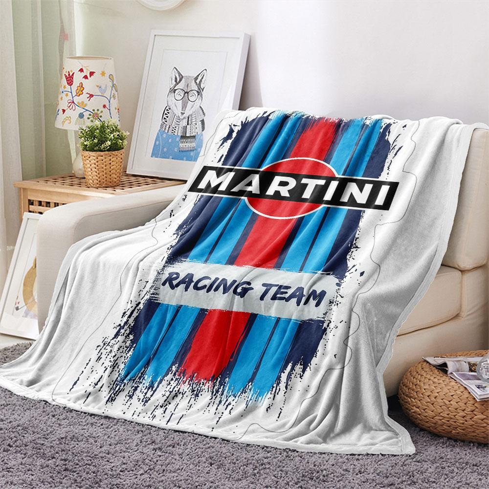 1 шт. Фланелевое одеяло с узором Martini Racing, подходит для всех сезонов, для домашнего декора, тепло и уют, подарки, праздничный подарок