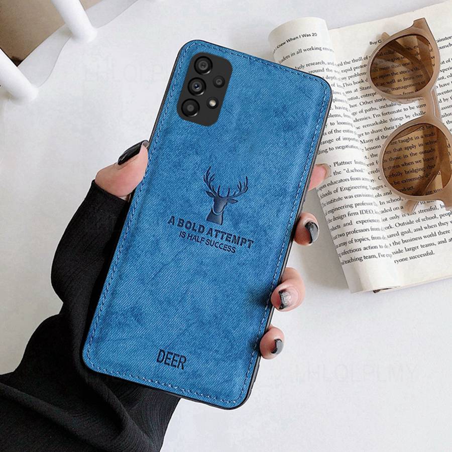 Мягкий силиконовый чехол из ткани для Samsung Galaxy A16 A15 A25 A35 A55 A52 A32 A14 A34 A54 5G A26 A36 A56 S24 FE S25 S21 S22 S23 с рисунком оленя