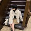 Зимнее пальто из искусственной овчины экологически чистое мех легкое короткое маленькое мех интегрированный искусственная шерсть пальто женское