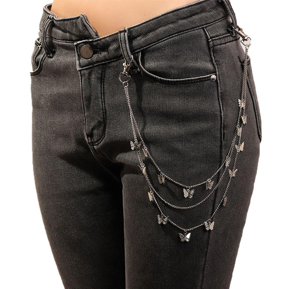 Waist Belt Multi Layer HipHop Women Punk Butterfly Belts Pants chain Waist Chain Waistband