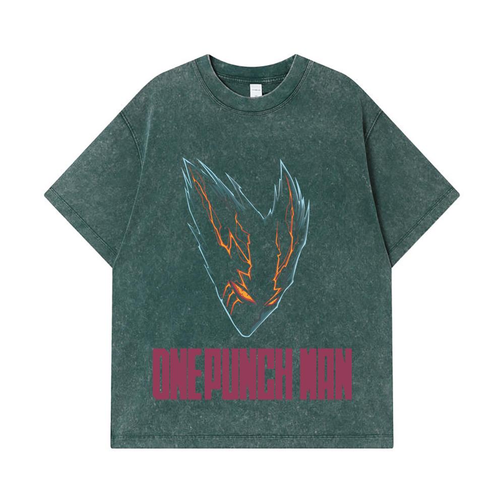 275 GSM Washed T-shirts 100% Cotton One Punch Man V8 Garou Print Unisex Heavy Cotton T Shirt