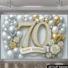Двумерный фон для фотосъемки «Счастливого 70-летия», Элегантный баннер для вечеринки на тему воздушных шаров и роз