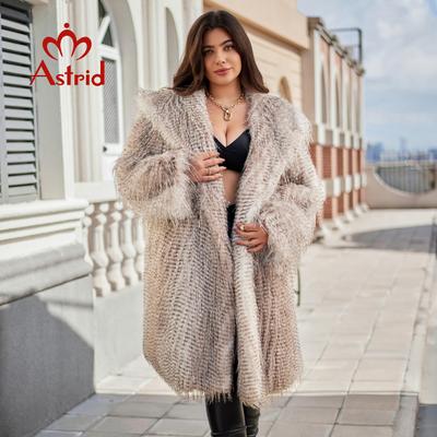 Длинное искусственное меховое пальто для женщин 2024 года, зимняя свободная цветная меховая куртка с капюшоном, стильное женское роскошное меховое пальто для девочек AN-30203