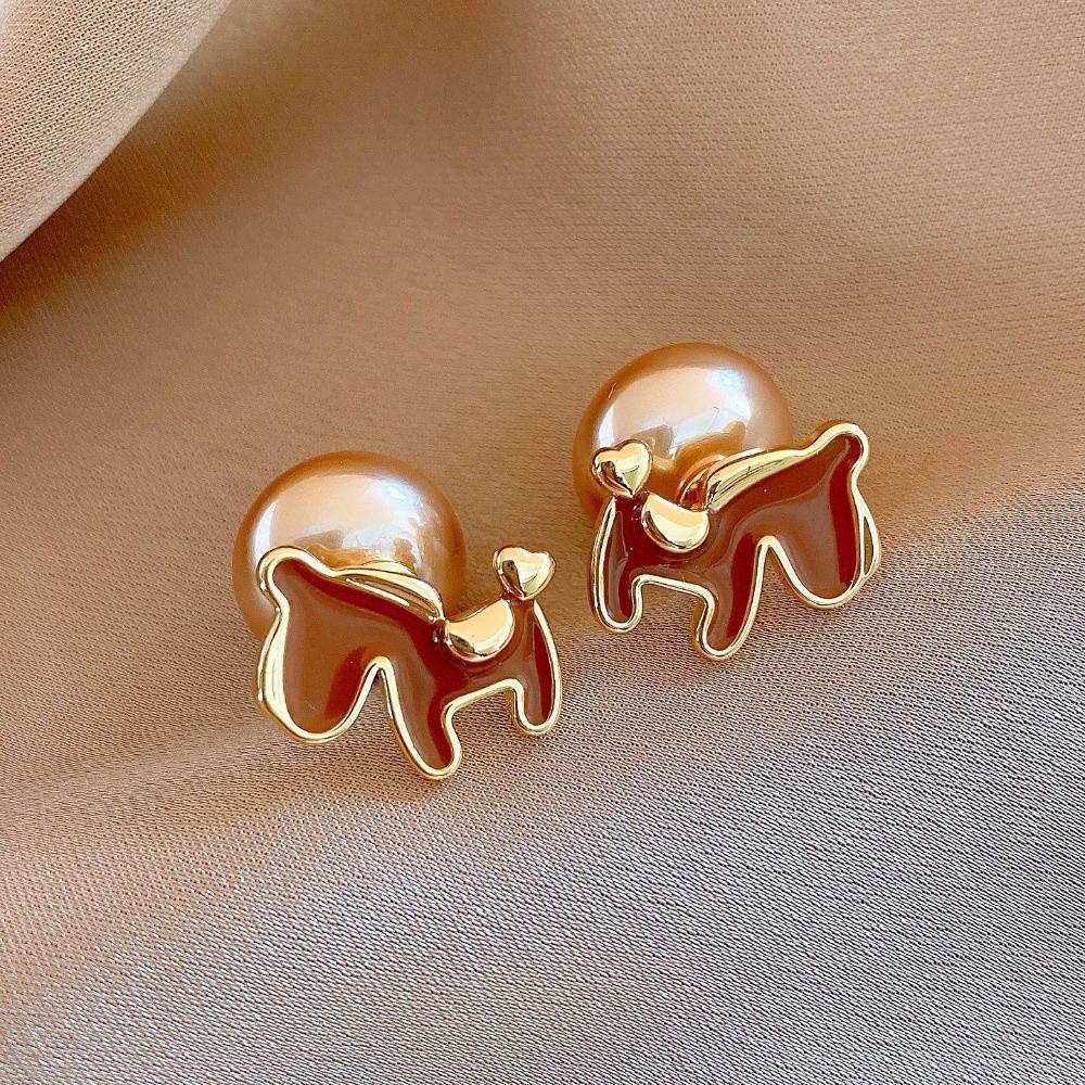 Chinese Style Red Pony Earrings Cartoon Horse Horse Mascot Ear Studs New Year Horse Earrings  Party