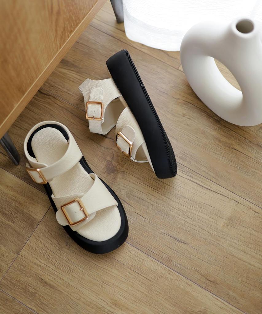 Платформенные сандалии на двойном ремешке для женщин размера [Sest], 3L, слоновая кость, mts21-IV-3L