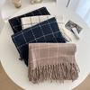 Autumn and Winter Korean Style Plaid Tassel Scarf Women's High End Niche Shawl Thickened Warm Scarf
