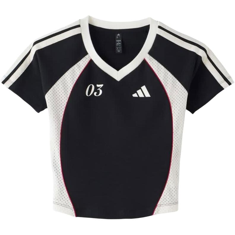 adidas Спортивная повседневная женская футболка с V-образным вырезом и коротким рукавом KZ2386
