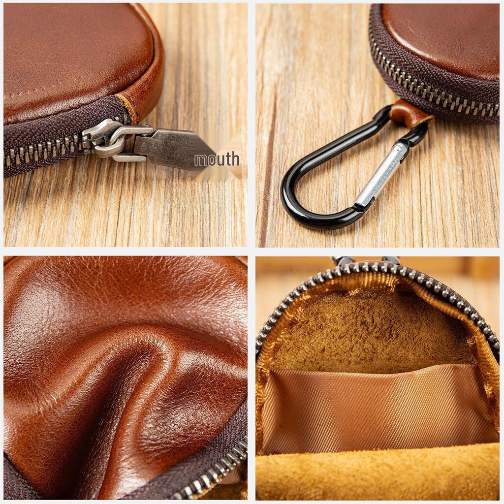 Винтажный кошелек для монет из натуральной кожи: Многофункциональный мини-кошелек на молнии из коровьей кожи высшего слоя