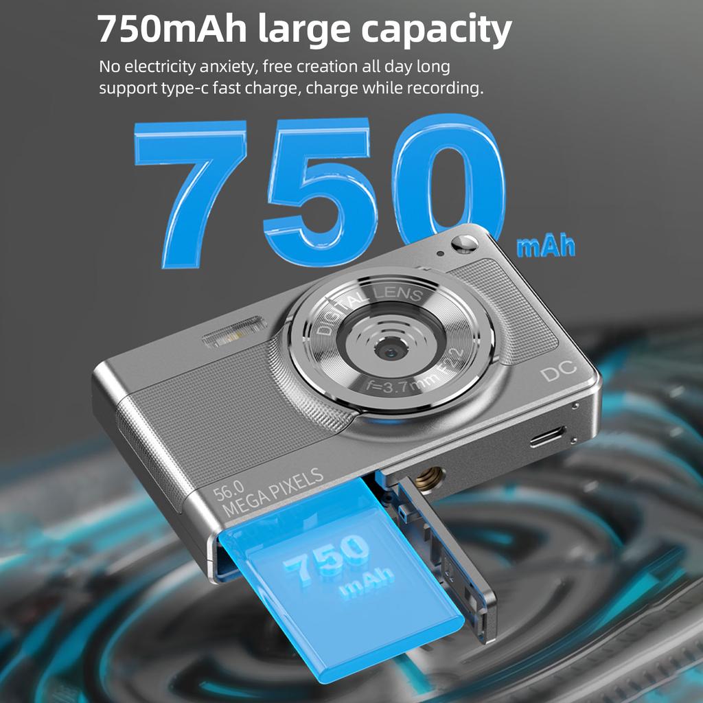 Цифровая камера 1080P Цифровая видеокамера Камкордер 56MP 2.88-дюймовый IPS экран 8X Цифровой зум AF