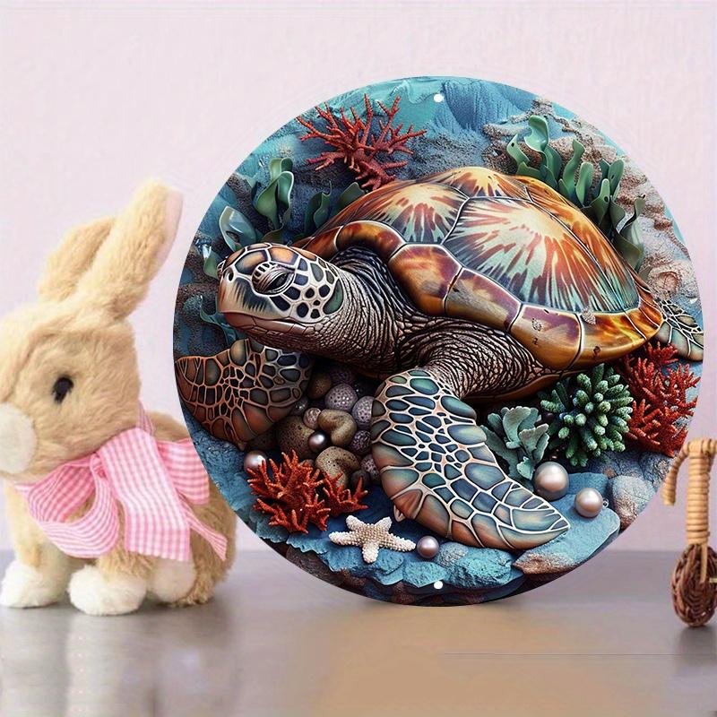 Декор для стен из дерева с изображением морской черепахи, круглый деревянный знак, устойчивая к погодным условиям дверная вешалка, HD-принт с изображением морской жизни для настенного декора входной двери церкви, идеальный вариант