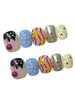 Balloon Cat Pattern Short Fake Nails 10 Pieces Hand-Painted Design Comfort Fit Lightweight Eco-Friendly Material
