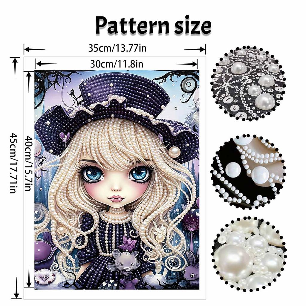 Halloween purple hat doll pearl painting art full pearl handmade diy home decorations
