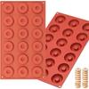 2pcs Silicone Mold for Mini Donut, 18 Cavities Donut Molds Home Reble Donut Baking Pan Tray, Red, LK-18CA-DONUT