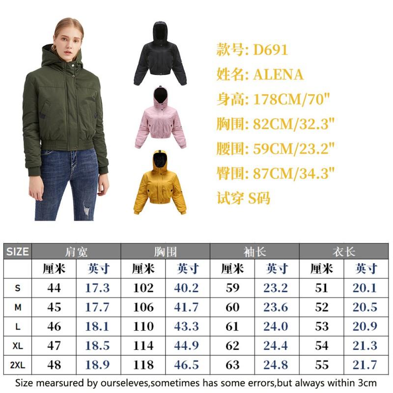 Womens Cargo Hooded Cotton Coat Solid Color Thick Fall Winter Outerwear S-XXL