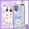 Lanyard Protective Phone Case For Nokia G42 5G Wristband Ring Kickstand Anti-dust Oil Painting Back Cover Wrist Strap